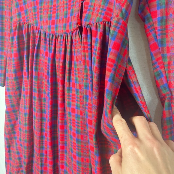Lanz Originals VTG 60s Tartan Plaid Holiday Dress Cotton Christmas Long Sleeve - Picture 4 of 8
